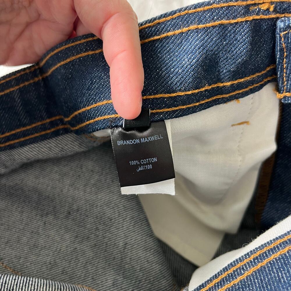 Brandon Maxwell Bella Cuffed Denim Mount Vernon Jeans in Rigid Wash, Size 27 - Picture 12 of 13
